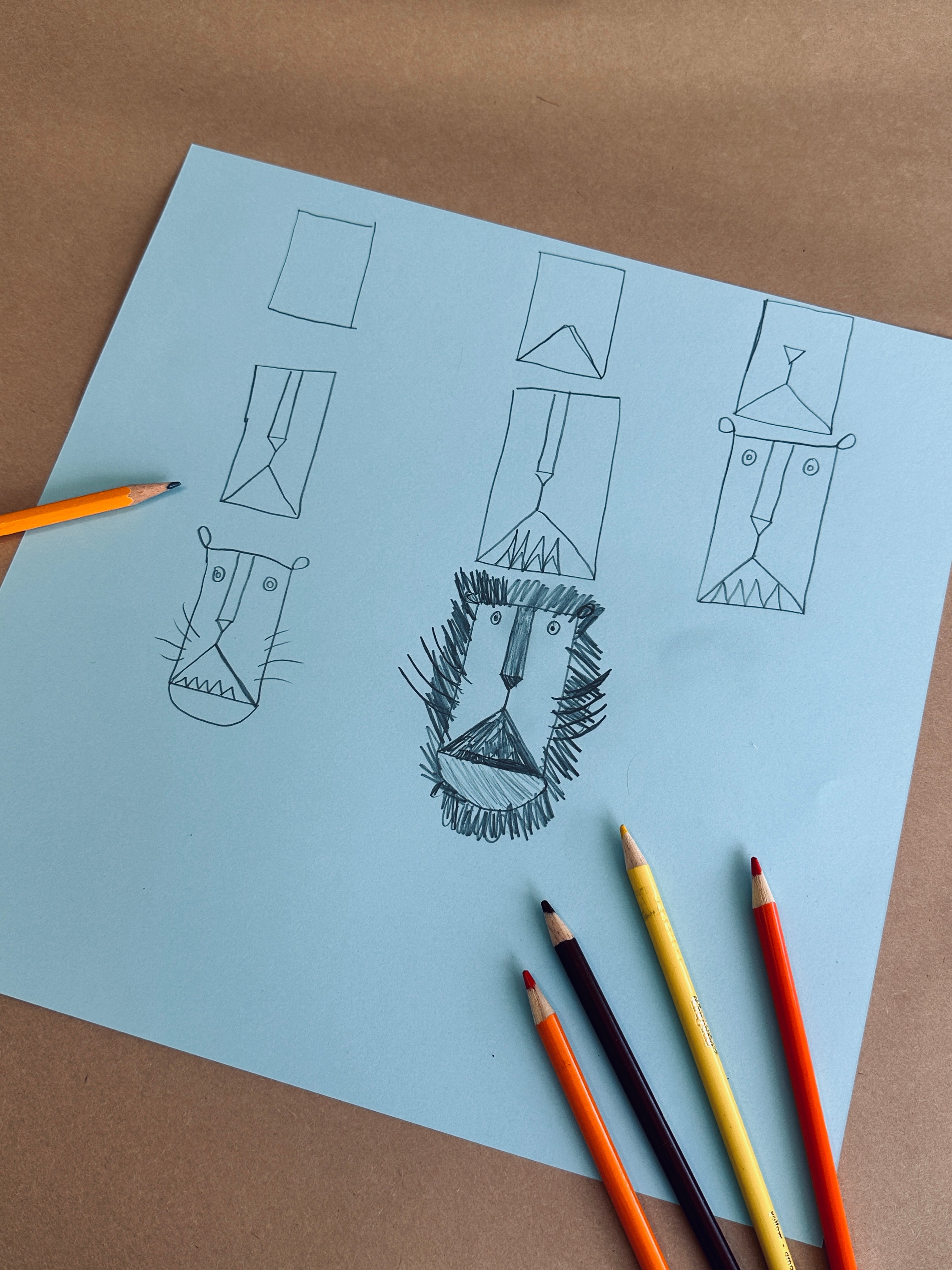 Drawing a lion face with shapes